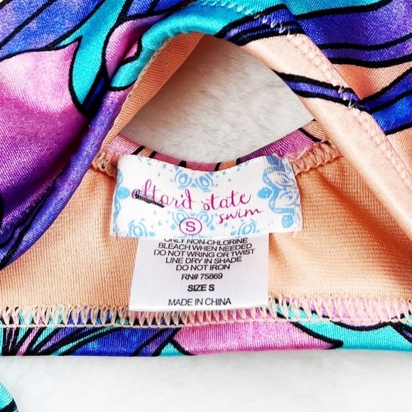 NWT Altar’d State Swim Floral Tropical Lace Up Bikini Top - Picture 2 of 4